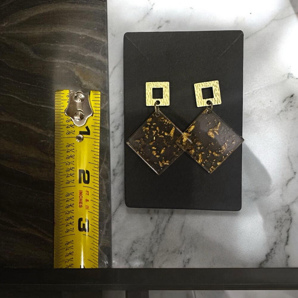 Handmade Gold Dust Earrings My Design - Picture 3 of 5